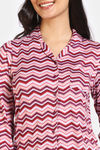 Zivame Print Fusion Knit Poly Pyjama Set - Coral Reef — thumbnail 5